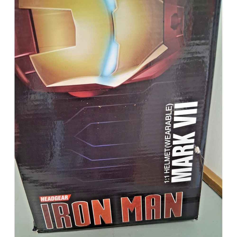 Iron Man Mark VII Headgear 1:1 Helmet LED Eyes Gold CG7248 Wearable New in Box